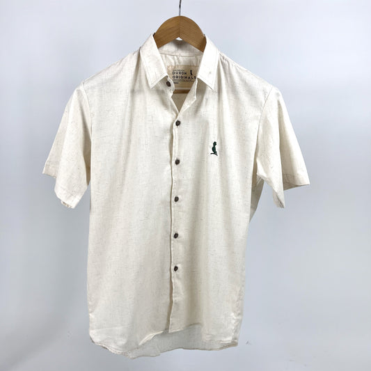 CAMISA MANGA CORTA COLOR BEIGE JASPEADA