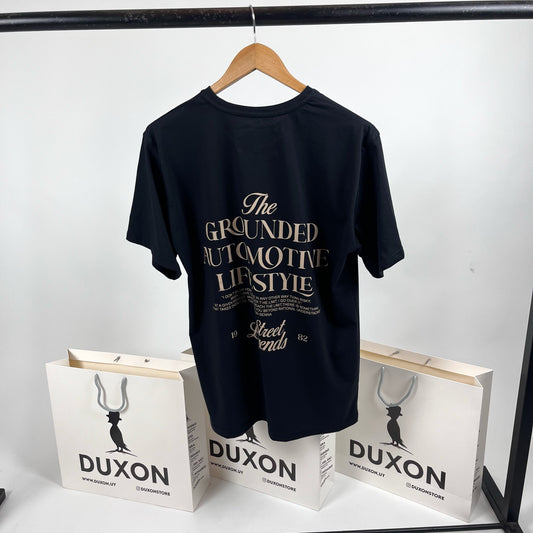 Remera Negra OVER Doble Estampa