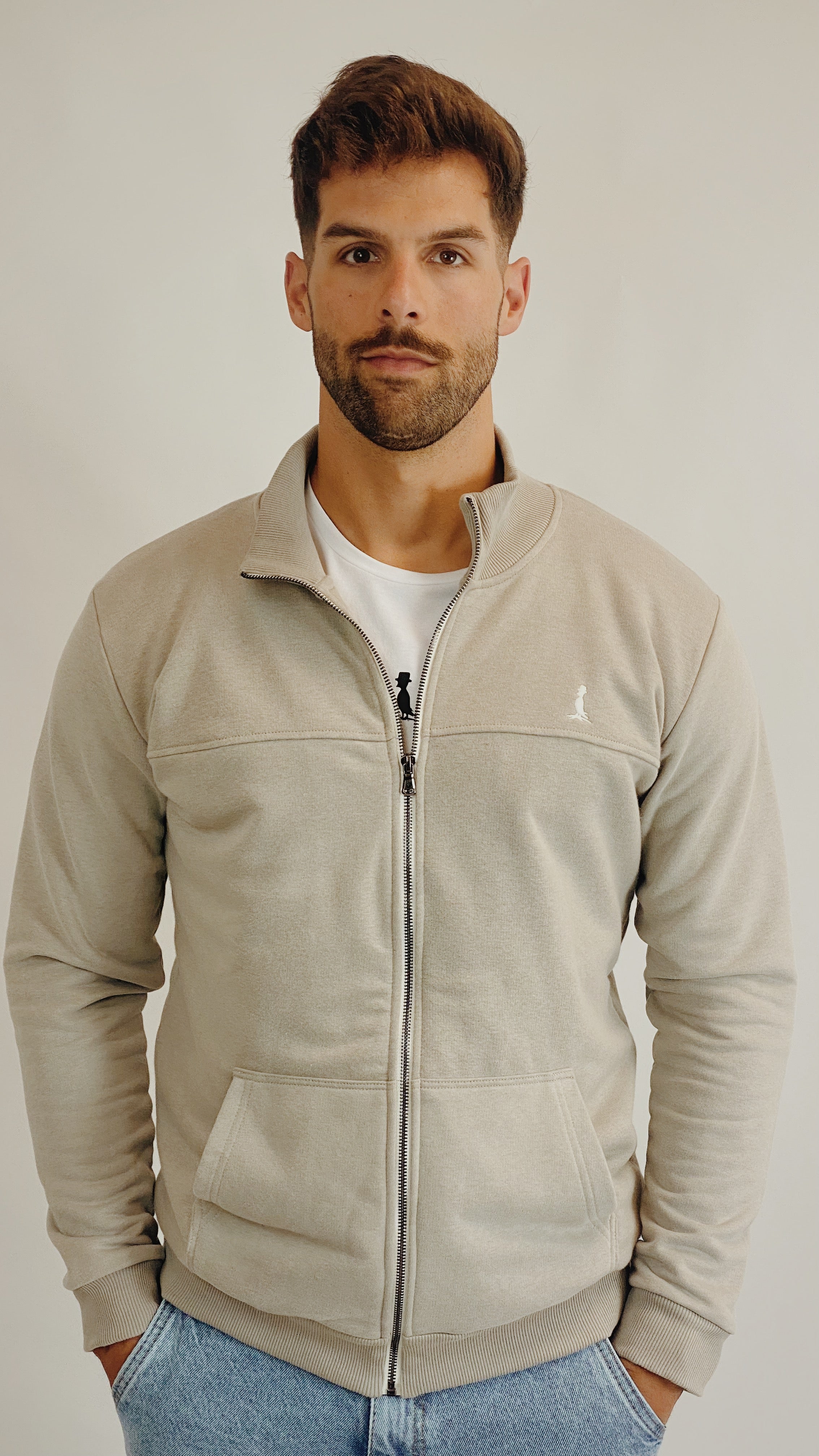 Campera BOSTON con corte color Beige oscuro