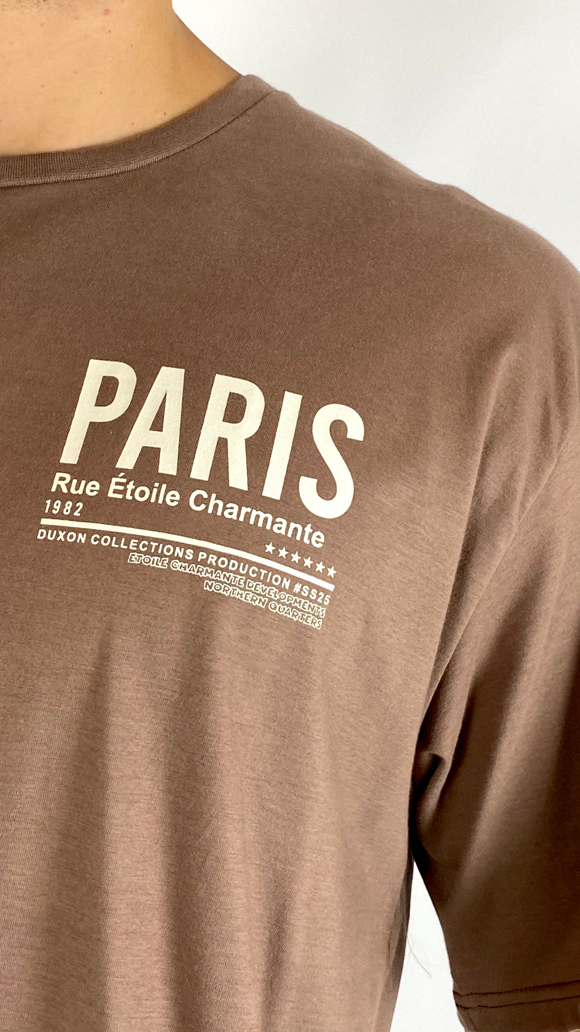 Remera doble estampa color café