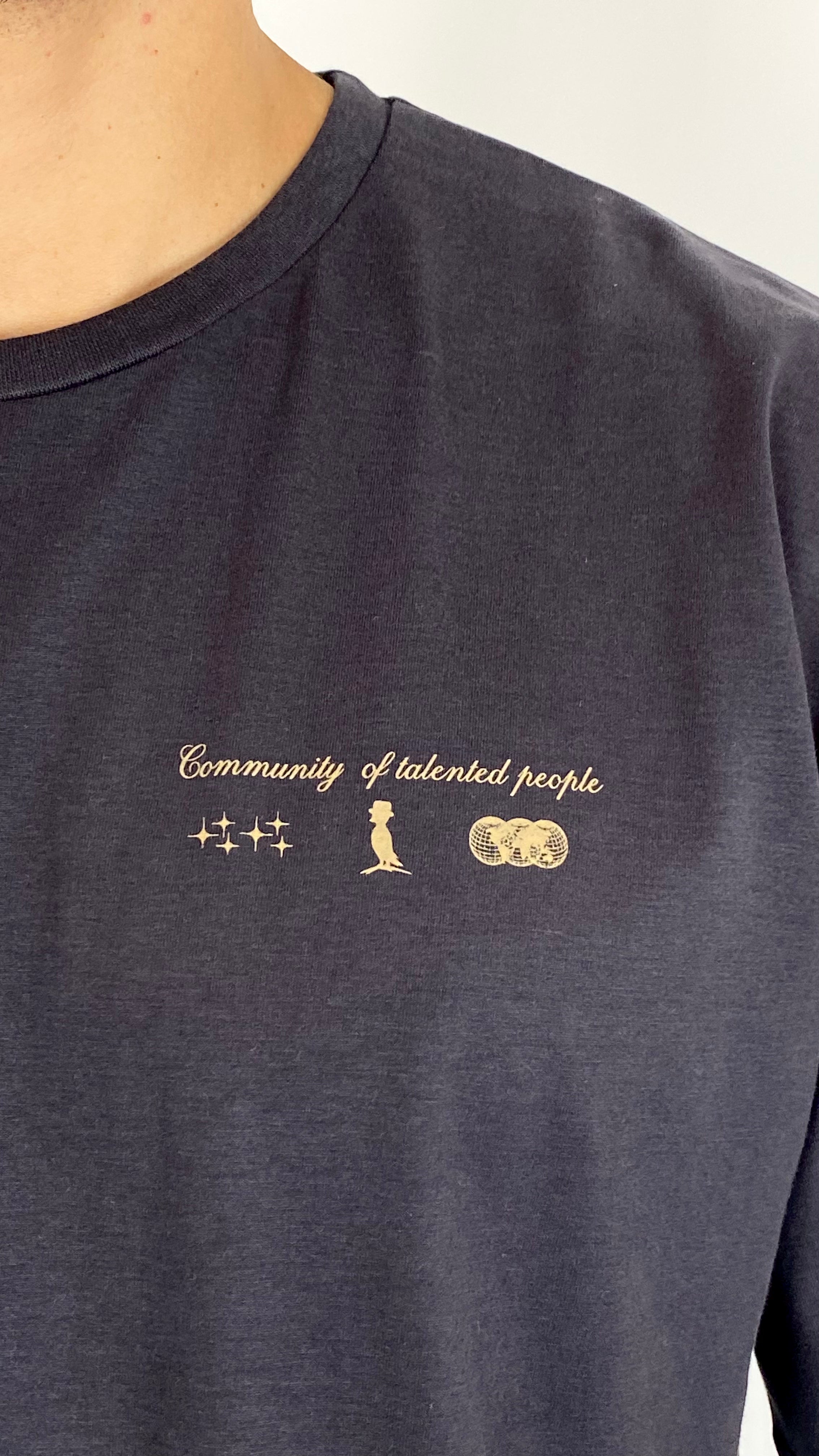 Remera doble estampa color gris opaco