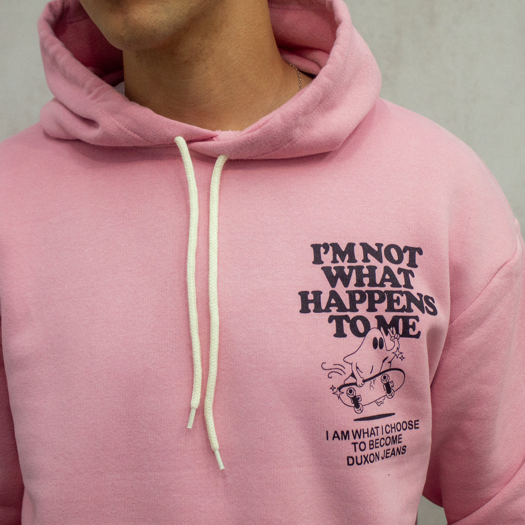 DISCONTINUADO ❤️‍🔥CANGURO IM NOT WHAT HAPPENS TO ME ROSA CON FELPA.