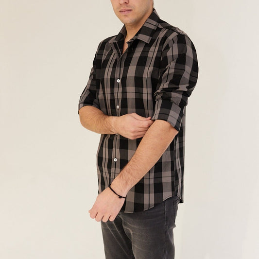 CAMISA A CUADROS NEGRA Y GRIS