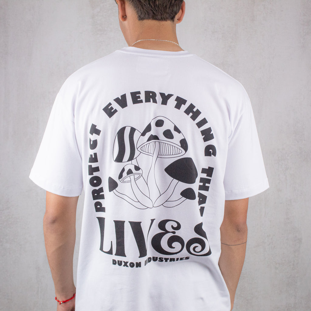 REMERA OVERSIZE "LIVES" DOBLE ESTAMPA, COLOR BLANCO