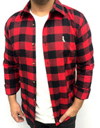CAMISA LEÑADORA ROJA Y NEGRO DE ALGODÓN PEINADO