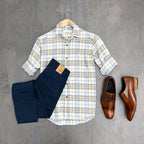 CAMISA LEÑADORA CELESTE PASTEL ALGODÓN PEINADO.