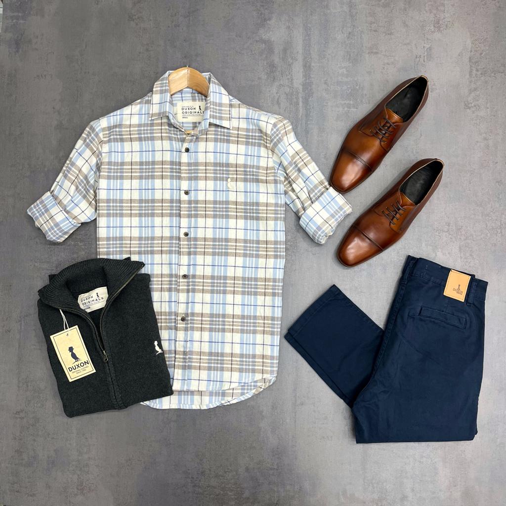 CAMISA LEÑADORA CELESTE PASTEL ALGODÓN PEINADO.