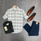 CAMISA LEÑADORA CELESTE PASTEL ALGODÓN PEINADO.