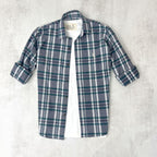CAMISA LEÑADORA GRIS CON VERDE ALGODÓN PEINADO.