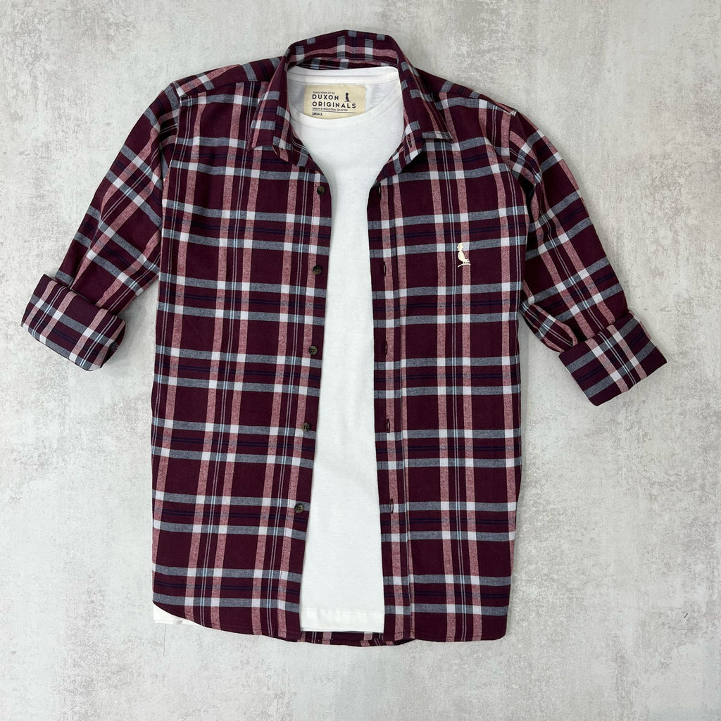 CAMISA LEÑADORA BORDO ALGODÓN PEINADO.