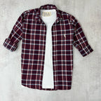 CAMISA LEÑADORA BORDO ALGODÓN PEINADO.