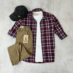 CAMISA LEÑADORA BORDO ALGODÓN PEINADO.