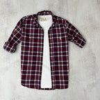 CAMISA LEÑADORA BORDO ALGODÓN PEINADO.