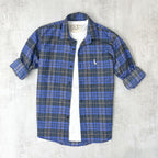 CAMISA LEÑADORA AZUL Y GRIS ALGODÓN PEINADO