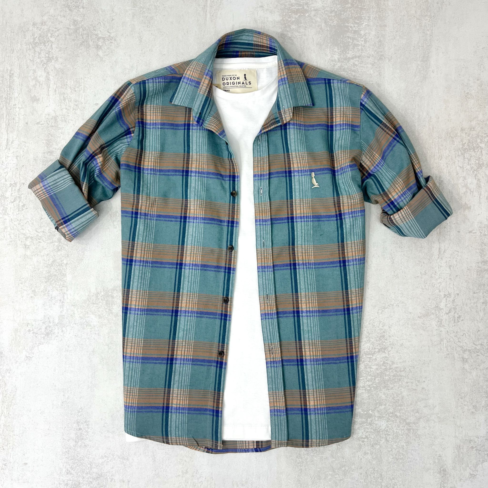 CAMISA LEÑADORA VERDE AGUA ALGODÓN PEINADO