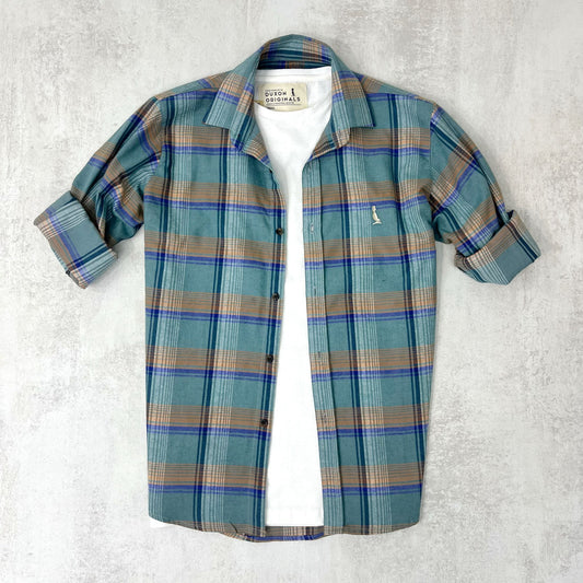 CAMISA LEÑADORA VERDE AGUA ALGODÓN PEINADO