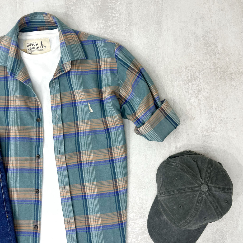CAMISA LEÑADORA VERDE AGUA ALGODÓN PEINADO