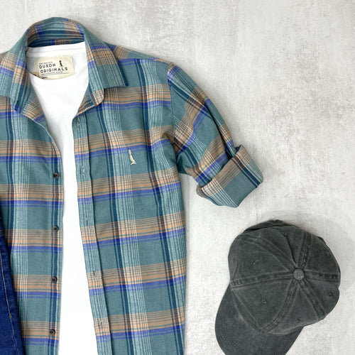 CAMISA LEÑADORA VERDE AGUA ALGODÓN PEINADO