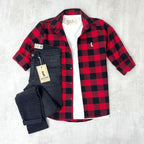 CAMISA LEÑADORA ROJA Y NEGRO DE ALGODÓN PEINADO