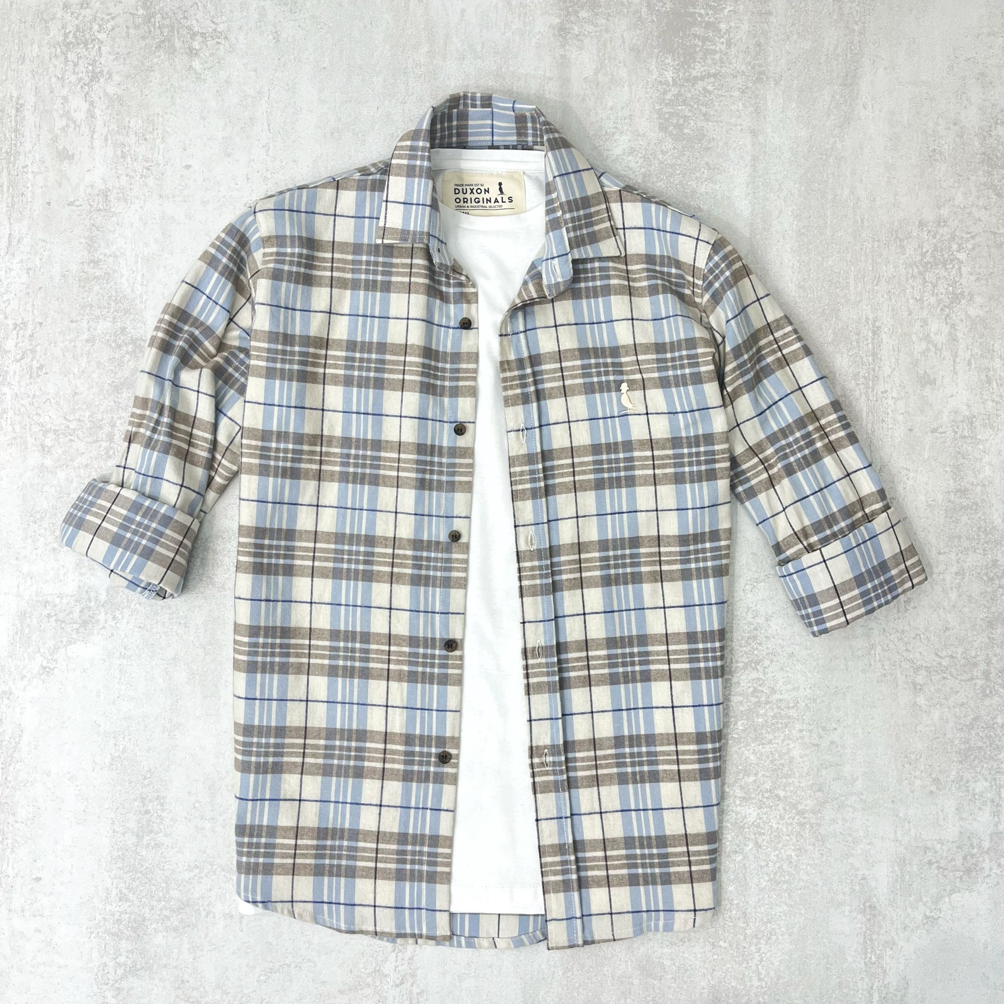 CAMISA LEÑADORA CELESTE PASTEL ALGODÓN PEINADO.