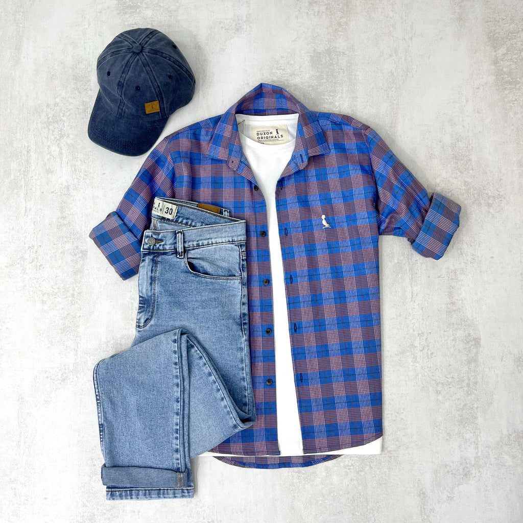CAMISA LEÑADORA AZUL ALGODÓN PEINADO