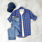 CAMISA LEÑADORA AZUL ALGODÓN PEINADO