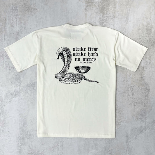 REMERA OVERSIZE DOBLE ESTAMPA "COBRA",  NATURAL