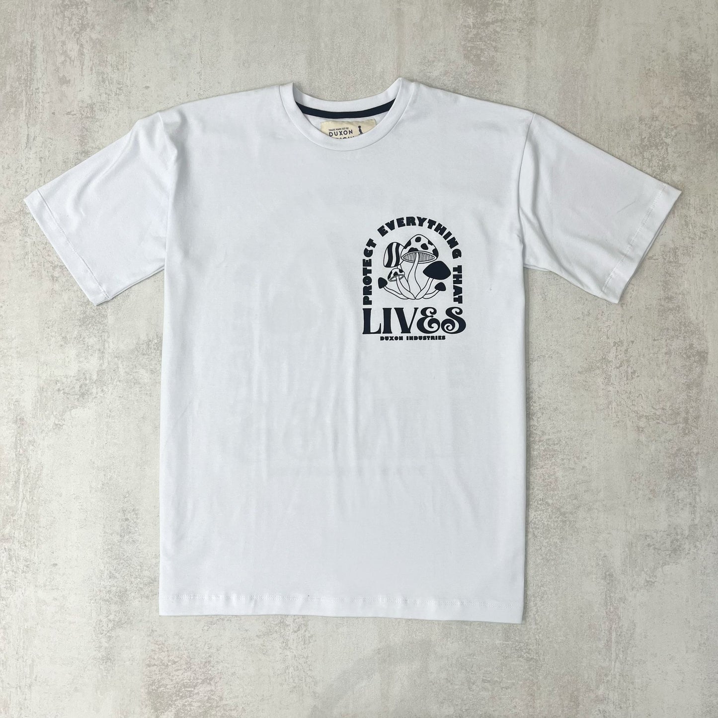 REMERAS PROTECT EVERYTHING THAT LIVES DOBLE ESTAMPA BLANCO