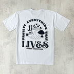 REMERA OVERSIZE "LIVES" DOBLE ESTAMPA, COLOR BLANCO