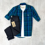 CAMISA A CUADROS TURQUESA Y AZUL