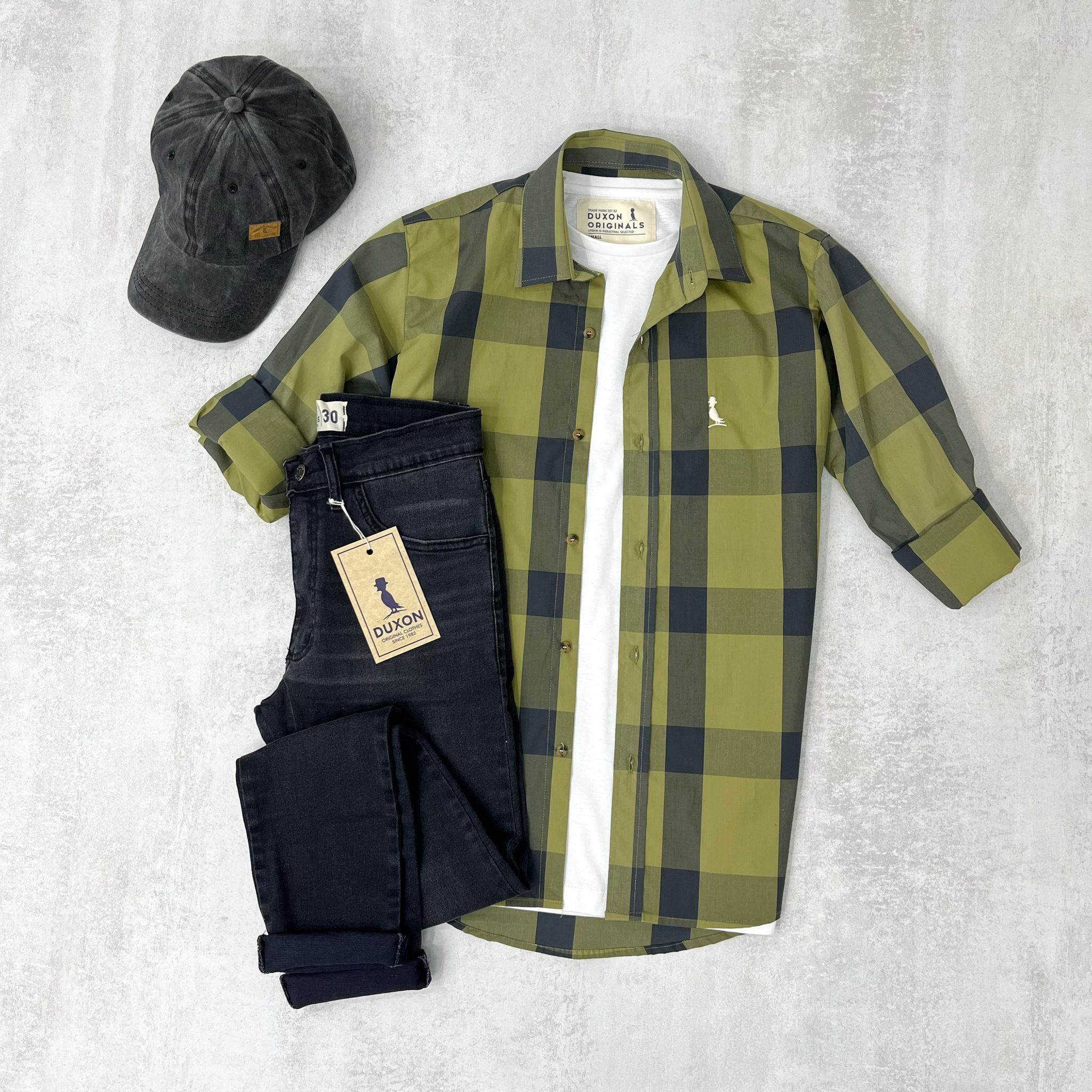 CAMISA A CUADROS VERDE OLIVA