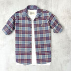 CAMISA LEÑADORA BORDÓ Y GRIS ALGODÓN PEINADO.