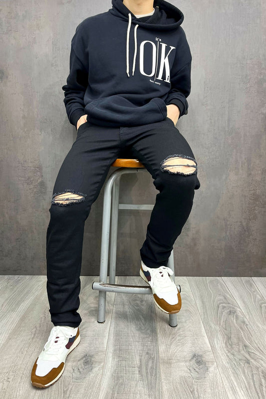 FLASH SALE 🔥🔥JEAN NEGRO CON ROTURA