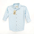 CAMISA RAYAS CUELLO CELESTE