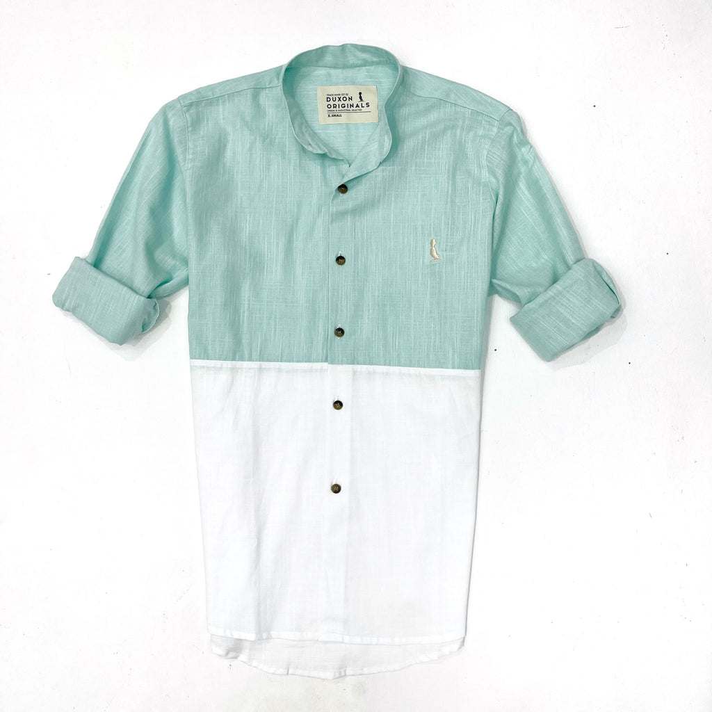 SALE‼️ CAMISA MAO COMBINADA VERDE AGUA Y BLANCO