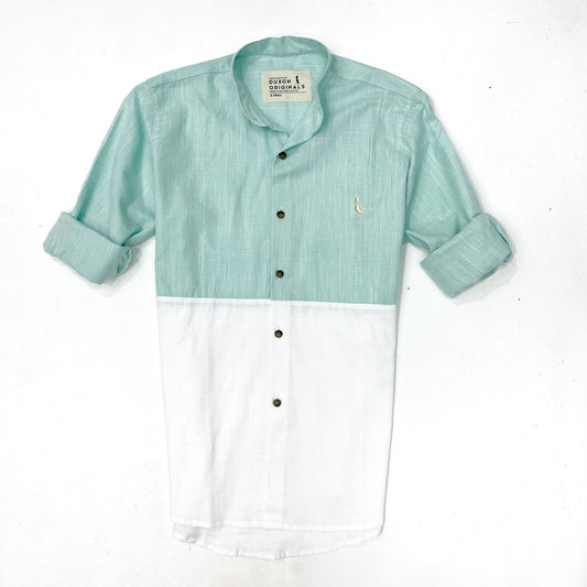 SALE‼️ CAMISA MAO COMBINADA VERDE AGUA Y BLANCO