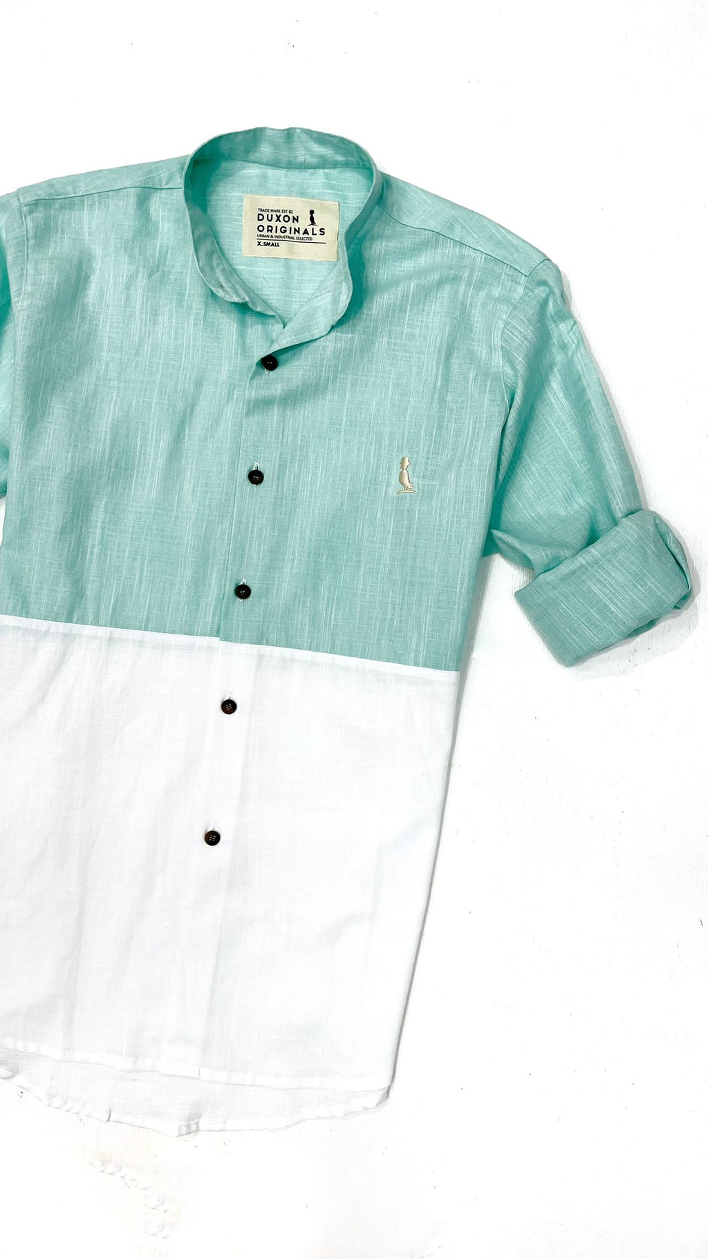 SALE‼️ CAMISA MAO COMBINADA VERDE AGUA Y BLANCO