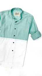 SALE‼️ CAMISA MAO COMBINADA VERDE AGUA Y BLANCO