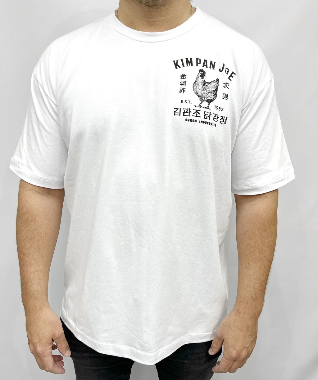 REMERA OVERSIZE, DOBLE ESTAMPA "KIM PAN JOE" BLANCA