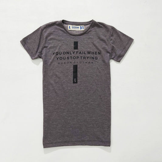 REMERA YOU ONLY FAIL WHEN YOU STOP TRYING GRIS OSCURO