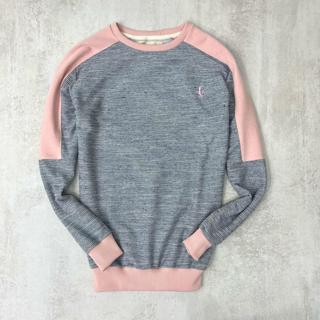 OUTLET⚠️BUZO RUSTICO GRIS CON ROSADO CLARO