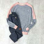 OUTLET⚠️BUZO RUSTICO GRIS CON ROSADO CLARO