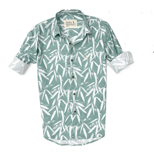 MEGA SALE 🔥CAMISA ESTAMPADA HOJAS VERDE