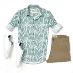 MEGA SALE 🔥CAMISA ESTAMPADA HOJAS VERDE