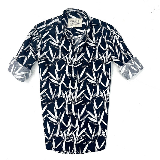 MEGA SALE 🔥35%OFF🔥 CAMISA ESTAMPADA HOJAS NEGRA