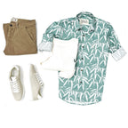 MEGA SALE 🔥CAMISA ESTAMPADA HOJAS VERDE