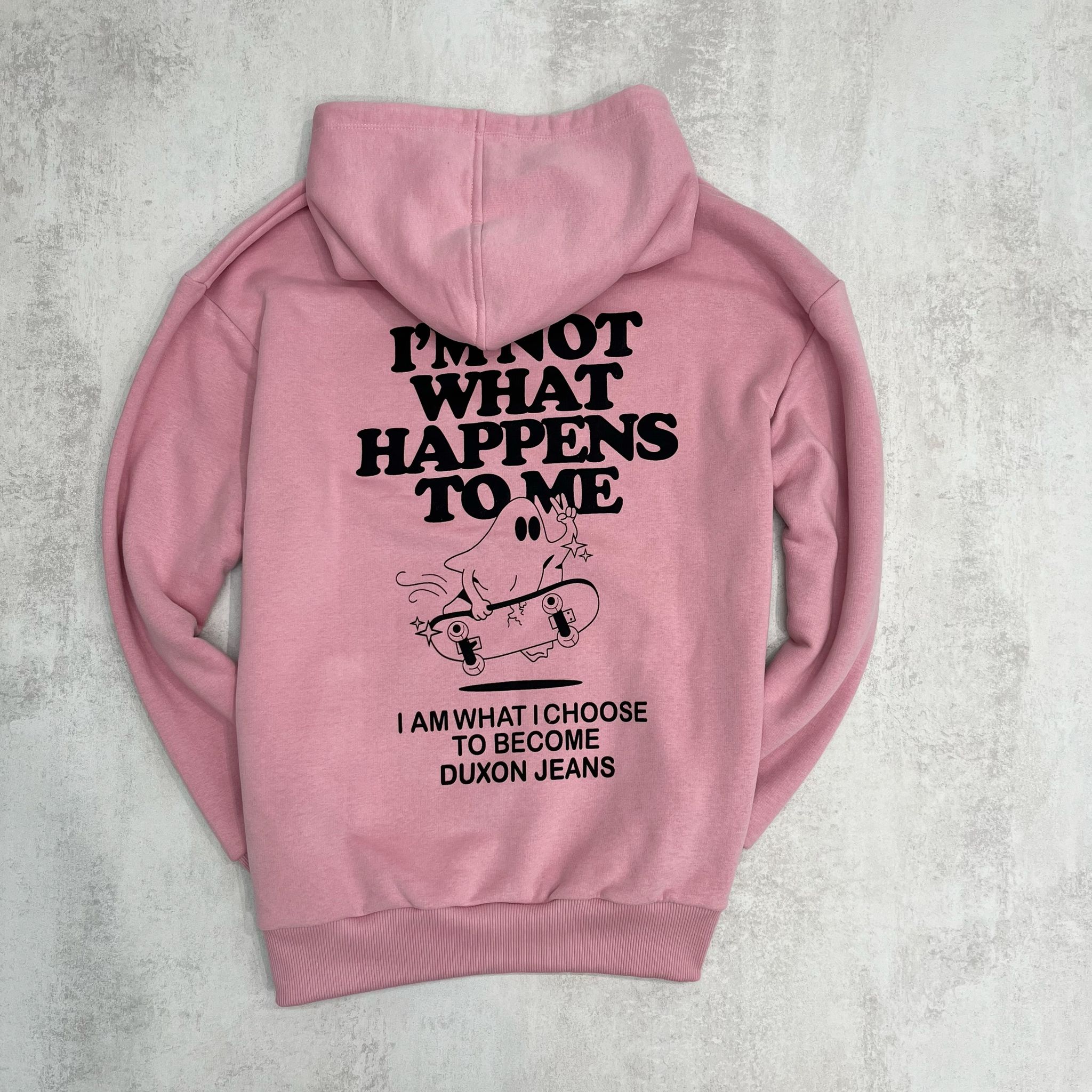 DISCONTINUADO ❤️‍🔥CANGURO IM NOT WHAT HAPPENS TO ME ROSA CON FELPA.