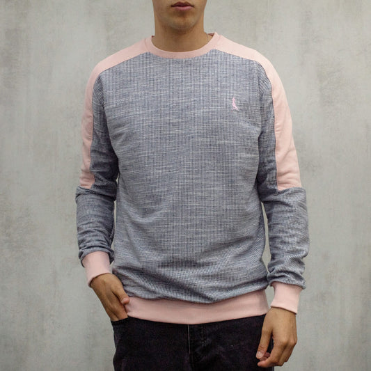 OUTLET⚠️BUZO RUSTICO GRIS CON ROSADO CLARO