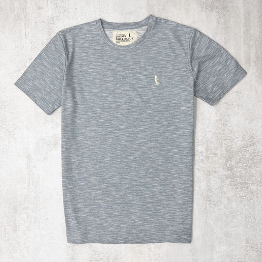 REMERA BASICA CELESTE JASPEADA