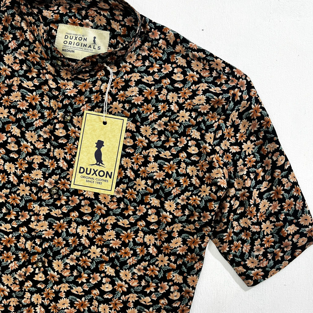 CAMISA MAO MANGA CORTA MARRON FLOREADA